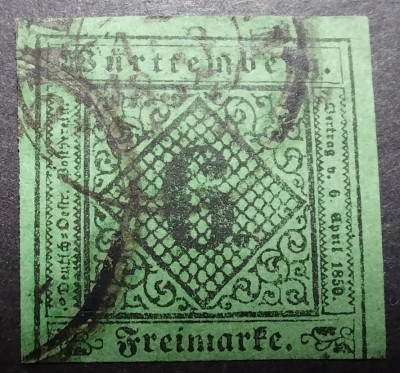 Germania, Wurttemberg 1851, Michel#3. foto