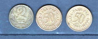 IUGOSLAVIA - 2 ZLOTI, 50 PARA. LOT 3 MONEDE, VF foto