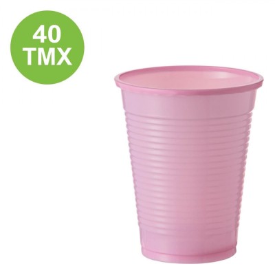 Set Pahare Plastic, 40 Bucăți, Roz, Capacitate 200 ml foto