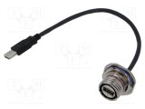 Punct de acces USB 2.0 metalic negru AMPHENOL cu capac self-closing