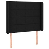 Cumpara ieftin Tablie de pat cu aripioare, negru, 93x16x118/128 cm, textil
