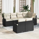 VidaXL Set de canapele pentru grădină 7 pcs Negru, alb Rattan poli