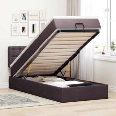 vidaXL Cadru de pat otoman cu saltea țesătură maro &icirc;nchis 90x190cm 3311590