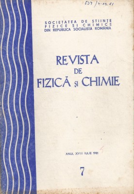 Rom&amp;acirc;nia, Revista de Fizică şi Chimie, nr. 7/1981 foto