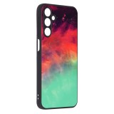 Husa telefon compatibila samsung galaxy a15, glass spate din sticla securizata, fiery ocean