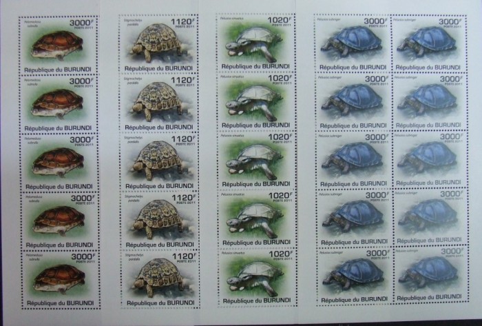REP.BURUNDI - BROASTE TESTOASE-4 M/SH.10 SERII COMPLECTE-MNH** - RBU 06