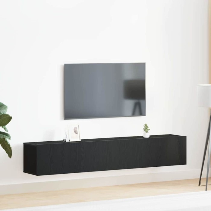 Set comodă TV 2 pcs Stejar negru 100 x 30 x 30 cm Lemn compozit