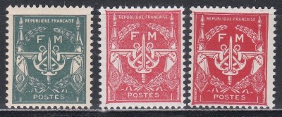 Franta 1946-1947 - Timbre Poştale Militare, Valoarea rosie in 2 nuante !, MNH foto