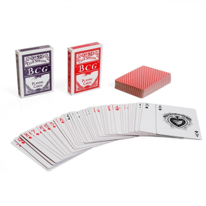 Set Cărți de Joc, BCG, 2 Bucăți, Culoare Roșu și Albastru, Material H&acirc;rtie și Plastic