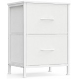 Noptiera alba SONGMICS cu 2 sertare textile si blat MDF, 40x30x52 cm
