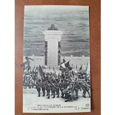 Carte postala, Belgique et Italie, reproducere Pantheon de la Guerre, 1918