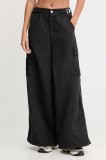 Puma pantaloni culoarea negru, lat, high waist, 632507