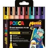 Marker UNI PC-5M 1. 8-2. 5 mm set 8 culori MANGA HERO, Posca (M1644)
