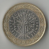 Franta, 1 euro de circulatie, 1999, AUNC, Europa