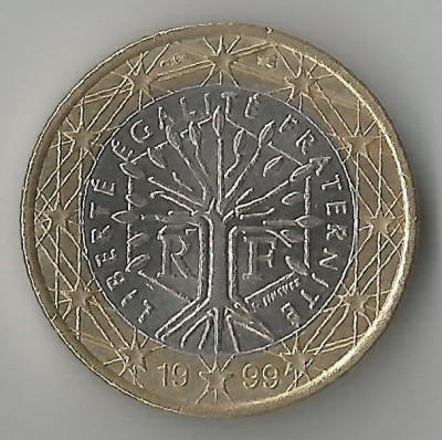 Franta, 1 euro de circulatie, 1999, AUNC foto