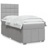 vidaXL Pat box spring cu saltea, gri deschis, 90x190 cm, textil 3293823