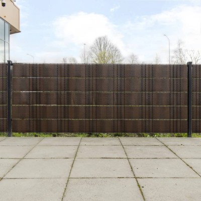 Paravan pentru balcon 10 buc. maro și negru 255x19 cm poliratan foto