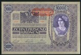 q826 AUSTRIA UNGARIA 10000 KORONA KRONEN COROANE 1918 a circulat in Transilvania si Bucovina NECIRCULATA supratipar D&Ouml; UNC cu text in limba romana