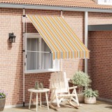 Copertină retractabilă manual, dungi galben și albastru, 150 cm