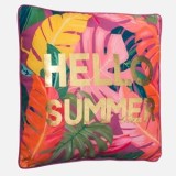 Pernă decorativă cu model frunze tropicale, 40x40 cm, corai, CMCLASS