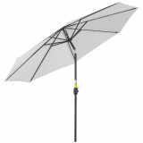 Outsunny Umbrelă de Soare pentru Grădină cu Manivelă Ajustabilă, Structură Metalică și P&acirc;nză din Poliester, &Phi;300cm, Alb | Aosom Romania