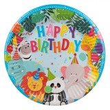 Farfurii Carton, Model Animale, Multicolor, Set 6 Bucăți, Diametru 18cm, Oem