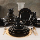 Cumpara ieftin Set veselă din ceramică, 44 bucati Solum Negru 33x33x1 cm