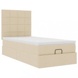 Cumpara ieftin Pat otoman cu saltea crem 100x200 cm stofa