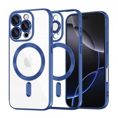 Husa MagSafe pentru Apple iPhone 16 Pro Max, Techsuit, Luxury Crystal, Albastra foto