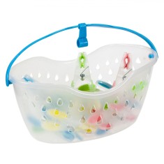 Set Coșuleț cu C&acirc;rlige Rufe, Oval, 20 Bucăți, Multicolor, Plastic, 23x12x12cm