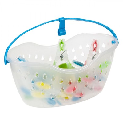 Set Coșuleț cu C&amp;acirc;rlige Rufe, Oval, 20 Bucăți, Multicolor, Plastic, 23x12x12cm foto