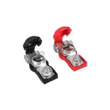 Set 2 borne baterie auto din aluminiu izolat, cu &icirc;nvelis din cauciuc (rosu/negru)