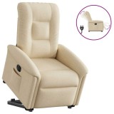 Cumpara ieftin Fotoliu electric rabatabil cu ridicare, crem, textil