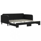 Cumpara ieftin Pat de zi cu extensie, negru, 100x200 cm, textil