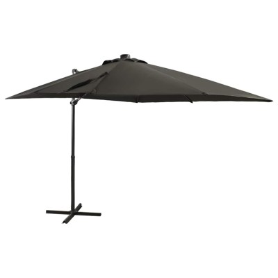 vidaXL Umbrelă &amp;icirc;n consolă cu st&amp;acirc;lp și LED-uri, antracit, 250 cm 312322 foto