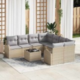 VidaXL Set de canapele pentru grădină 9 pcs Bej, Gri 55 x 55 x 37 cm