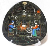 FARFURIE DECORATIVA CERAMICA MAJOLICA CU EMAIL LONGWY FRANTA ANII 60 27 CM