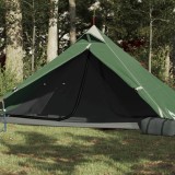 Cort Camping 1 Persoană vidaXL Verde 255x153x130cm, Impermeabil, Ușor, Taffeta 185T, Portabil, Drumetii, Geantă Transport