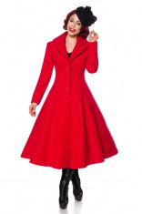 Palton elegant, lung, de culoare rosie foto