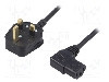 Cablu alimentare AC, 1.8m, 3 fire, culoare negru, BS 1363 (G) mufa, IEC C13 mama 90&deg;, LIAN DUNG -