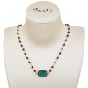 Colier rozariu Argint 925 placat aur roz, spinel negru 3mm &amp; cuart albastru 50cm. Bijuterie Fortuna Made in Italy