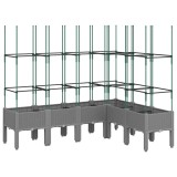 Cumpara ieftin Jardiniera de gradina cu spalier gri deschis 160x120x142,5cm PP