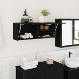 vidaXL Dulap de perete de baie, negru, 80x25x30 cm, lemn prelucrat