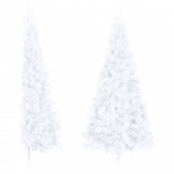 Brad de Crăciun artificial jumătate, suport, alb, 240 cm, PVC