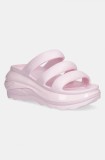 Crocs papuci Mega Crush Tripe Strap femei, culoarea roz, cu platforma, 209842.6ZW