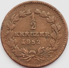 2443 Germania Baden &frac12; Kreuzer 1852 Leopold I km 213