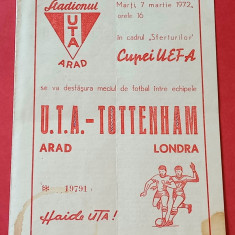 Program meci fotbal UTA ARAD - TOTTENHAM HOTSPUR(Cupa UEFA 07.03.1972)