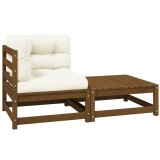 vidaXL Set mobilier de grădină cu perne, maro miere, lemn de pin