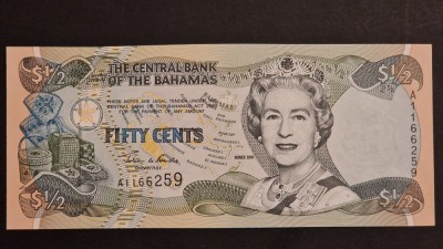 Bahamas 1/2 Cent Dolars 2001 UNC foto