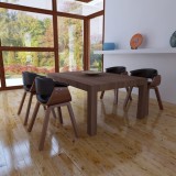 Scaune de bucătărie, 4 buc, crem, lemn curbat &amp; piele ecologică